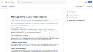 Manage billing in your Fiber account - Google Fiber Help