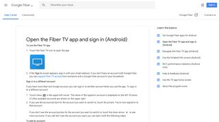 Open the Fiber TV app and sign in (Android) - Google Fiber Help