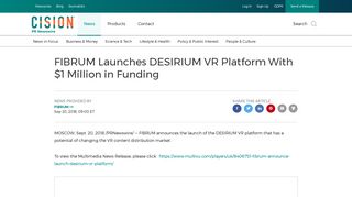 FIBRUM Launches DESIRIUM VR Platform With $1 Million in Funding
