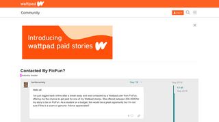Contacted By FicFun? - Industry Insider - Wattpad Community