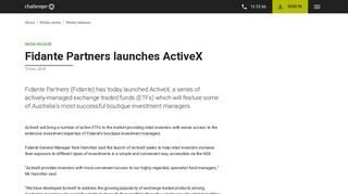 Fidante launches ActiveX | Challenger