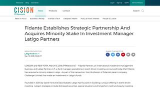 Fidante Establishes Strategic Partnership And Acquires Minority Stake ...