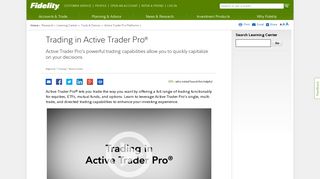 How to Trade in Active Trader Pro - Fidelity