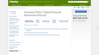 Annuity FAQ - Fidelity Personal Retirement Annuity - Fidelity Investments