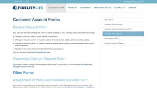 Fidelity Life Insurance Policy Holder Account Forms
