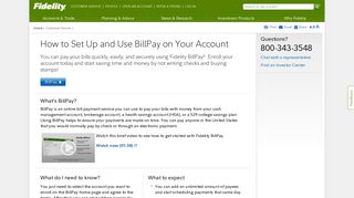 How to Set Up and Use BillPay - Fidelity