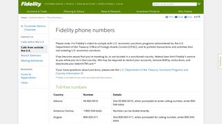 Fidelity International Phone Numbers
