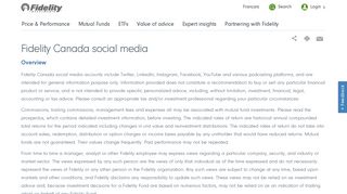 Fidelity Canada social media - Fidelity Investments
