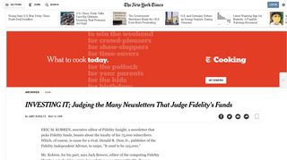 INVESTING IT; Judging the Many Newsletters That Judge Fidelity's ...