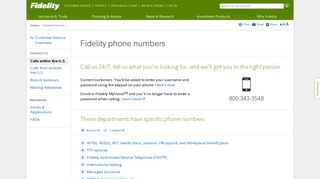 Fidelity Phone Numbers - Fidelity Investments