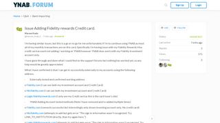 Issue Adding Fidelity rewards Credit card. - Bank Importing - YNAB ...