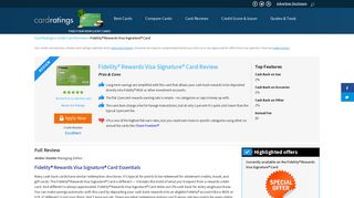 Fidelity Rewards Visa Signature Card - Card details and review