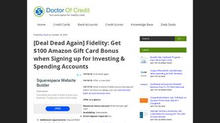 [Deal Dead Again] Fidelity: Get $100 Amazon Gift Card Bonus when ...