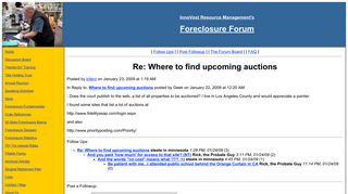 Re: Where to find upcoming auctions - InnoVest's Foreclosure Forum
