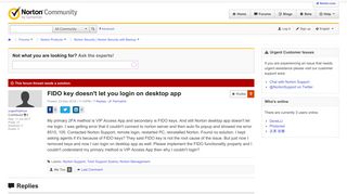 FIDO key doesn't let you login on desktop app | Norton Community