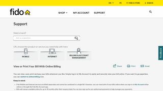 View or Print Your Bill With Online Billing | Help & Support | Fido