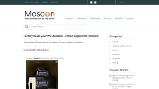 Mascon | Factory Reset your WiFi Modem - Hitron Gigabit WiFi Modem ...