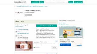 Field & Main Bank - 5 Locations, Hours, Phone Numbers … - Branchspot
