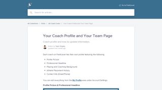 Your Coach Profile and Your Team Page | FieldLevel Help Center