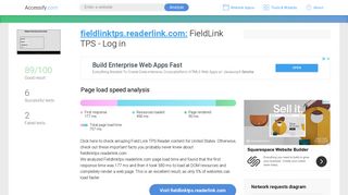 Access fieldlinktps.readerlink.com. FieldLink TPS - Log in