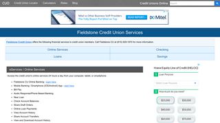 Fieldstone Credit Union Services: Savings, Checking, Loans