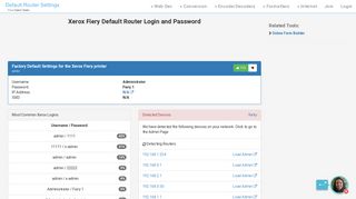 Xerox Fiery Default Router Login and Password - Clean CSS