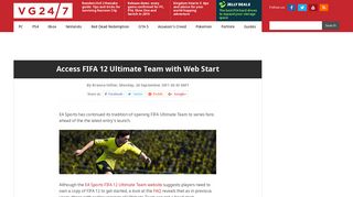 Access FIFA 12 Ultimate Team with Web Start - VG247