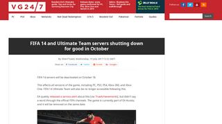 FIFA 14 and Ultimate Team servers shutting down for good in October