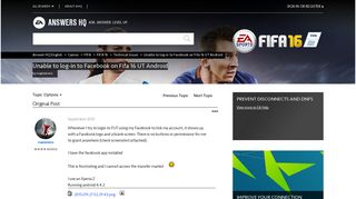 Unable to log-in to Facebook on Fifa 16 UT Android - Answer HQ