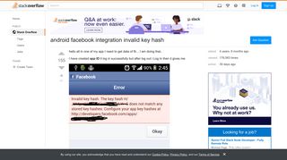 android facebook integration invalid key hash - Stack Overflow