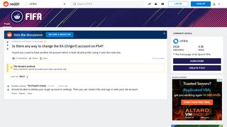 Is there any way to change the EA (Origin?) account on PS4? : FIFA ...