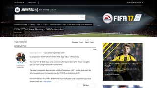 FIFA 17 Web App Closing - 15th September - Answer HQ