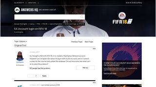 EA Account login on FIFA 18 - Answer HQ