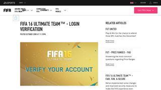 FIFA 16 Ultimate Team™ - Login Verification - EA Sports