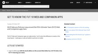 FIFA 18 - Get to know the FUT 18 Web and Companion apps - EA Help