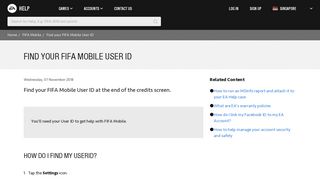 FIFA Mobile - Find your FIFA Mobile User ID - EA Help - Electronic Arts