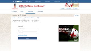 Sign In - Accommodation - 2018 FIFA World Cup Russia™ - FIFA.com