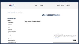 Check Order Status - Track Order - FILA
