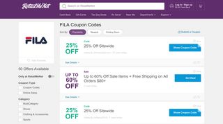 FILA Promo Codes, 17 Coupons 2019 - RetailMeNot