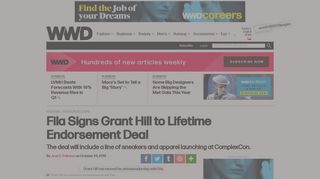 Fila Signs Grant Hill to Lifetime Endorsement Deal – WWD
