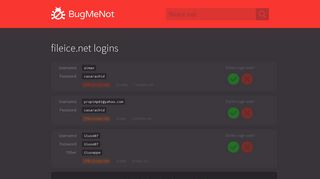 fileice.net passwords - BugMeNot