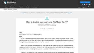 How to disable auto-login on a FileMaker file..?? | FileMaker ...