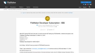 FileMaker Developer Subscription - $$$ | FileMaker Community