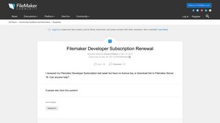 Filemaker Developer Subscription Renewal | FileMaker Community