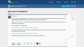 Can't log in to Fileplanet? - Games - Quarter To Three Forums