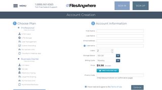 FilesAnywhere pricing for Professional & Enterprise plans