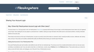 Sharing Your Account Login - Support Center - FilesAnywhere