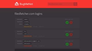 filesfletcher.com passwords - BugMeNot