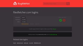 filesfletcher.com passwords - BugMeNot