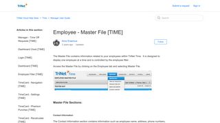 Employee - Master File [TIME] – TriNet Cloud Help Desk